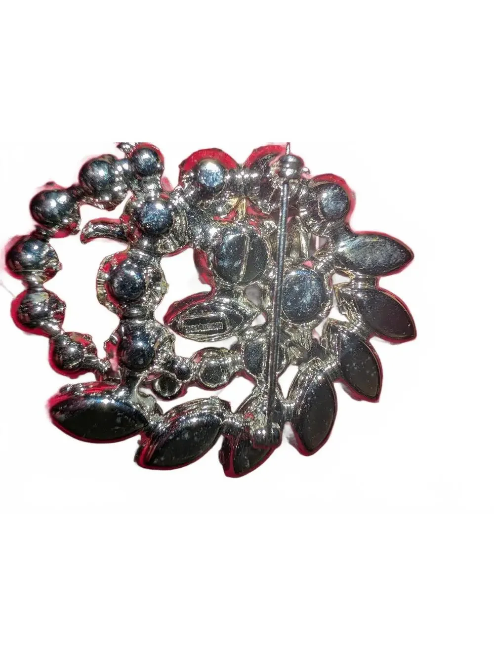 Vintage Eisenberg Blue Rhinestone and Clear Crystal Bow Brooch Pin